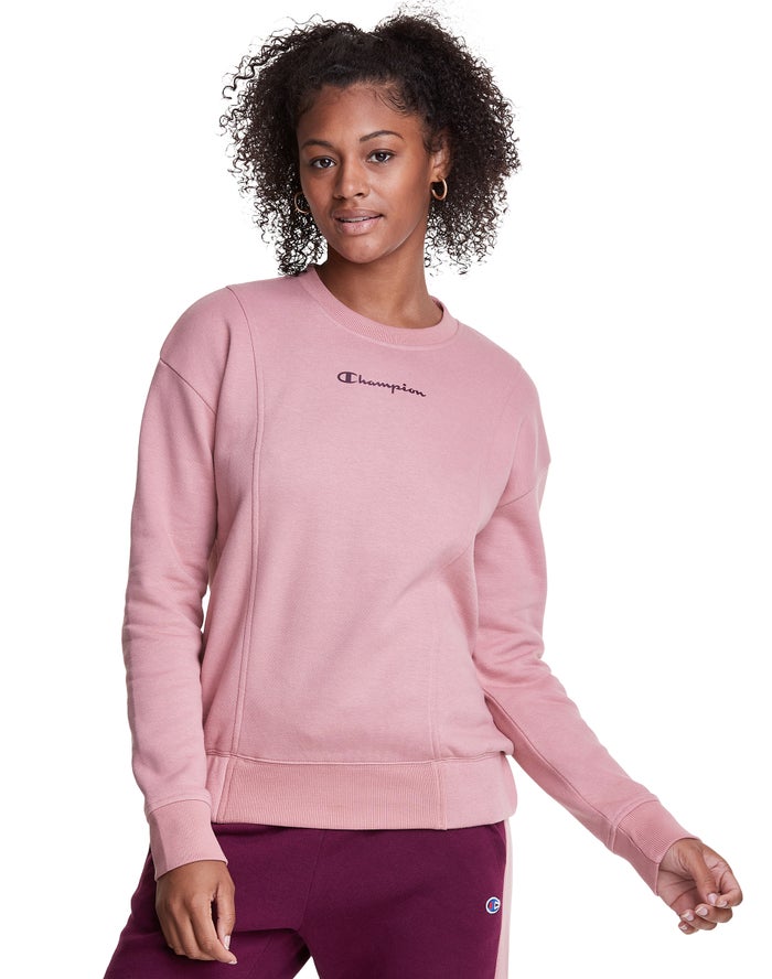 Champion Dame Sweatshirt Lyserød - Fleece Crew - Danmark BJN-672984